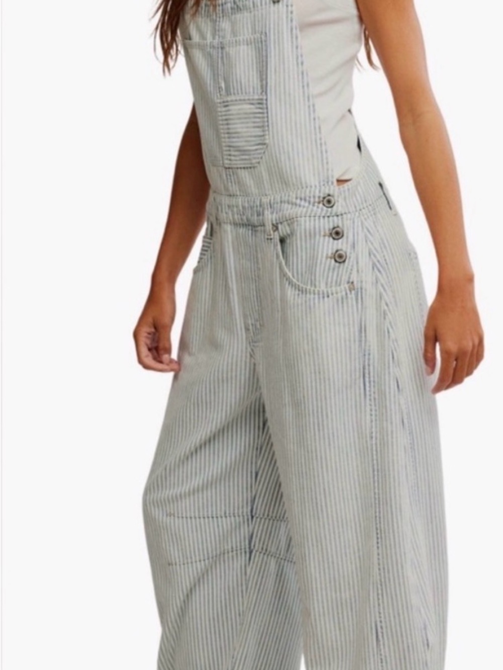 We The Free Good Luck Barrel Overalls railroad size extra small